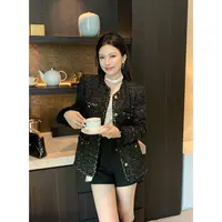 JIJINQI时尚气质常规短款直下摆小香风粗花呢短外套JD08WZPT1661
