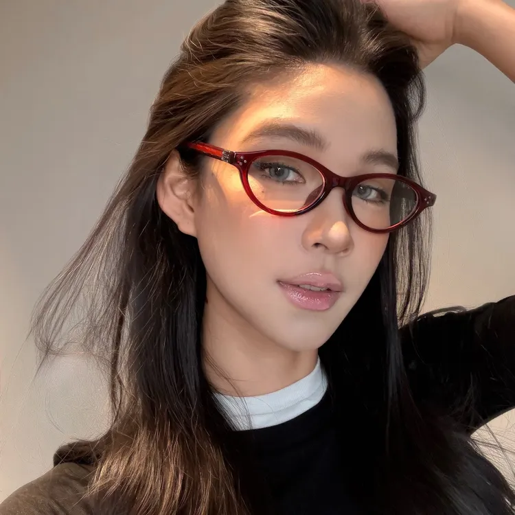 弗瑞姆眼镜时尚辣妹风椭圆小框平光镜防蓝光复古韩系素颜镜框0122