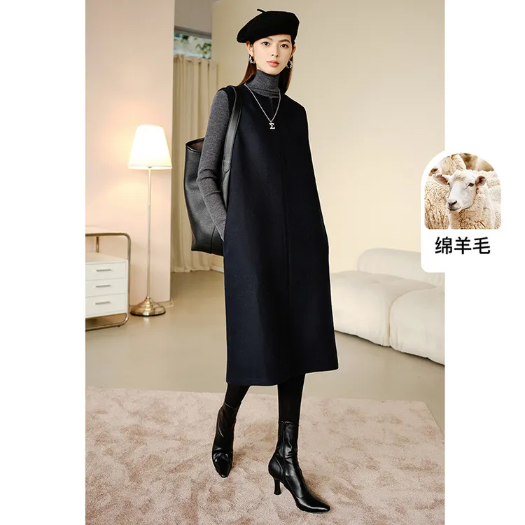 晚白【新品】2025裙子韩系圆领无袖连衣裙25070809