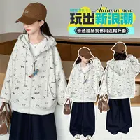 女童秋季韩版休闲连帽外套2025新款儿童秋装女大童洋气时髦棒球服