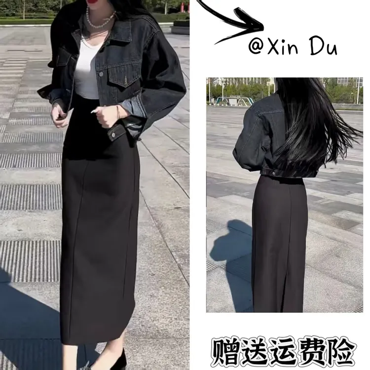 2025秋季新款时尚显瘦气质女士网红洋气两件套百搭款D23350