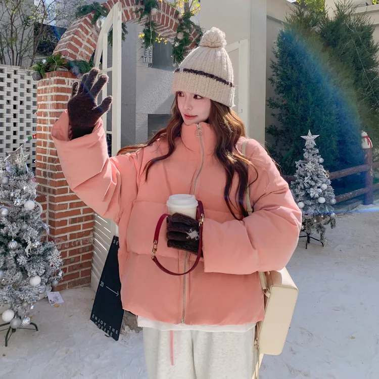 【顺丰包邮】粉色柔软暖乎乎白鸭绒90羽绒服加厚保暖时尚冬季秋冬宽