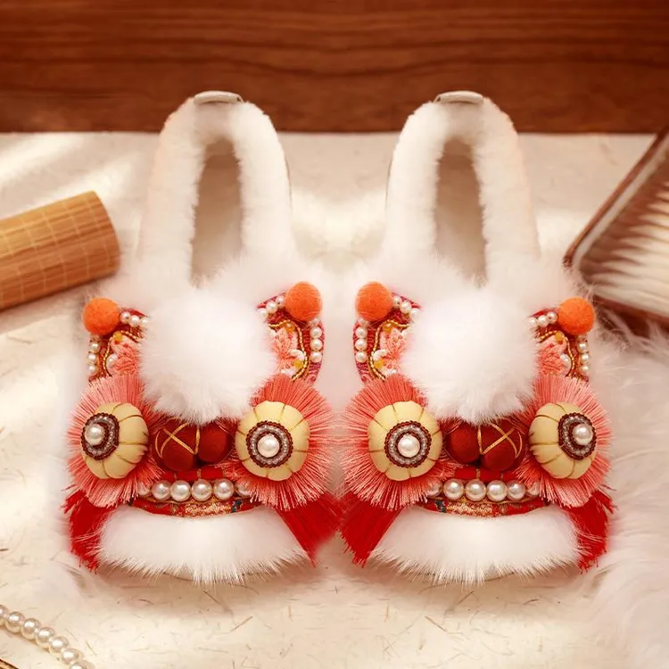 曾黎同款虎头鞋女成人增高中国风非遗手工绣鞋红色新年喜庆拜年款