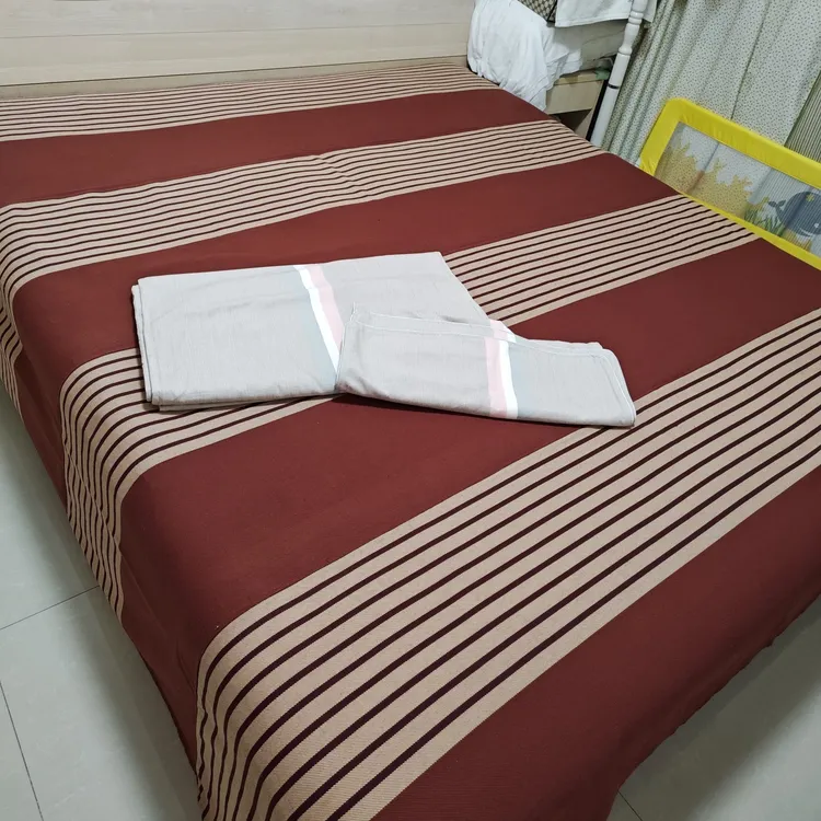 原创风格纯手工手织老粗布四匹缯斜纹三件套条纹