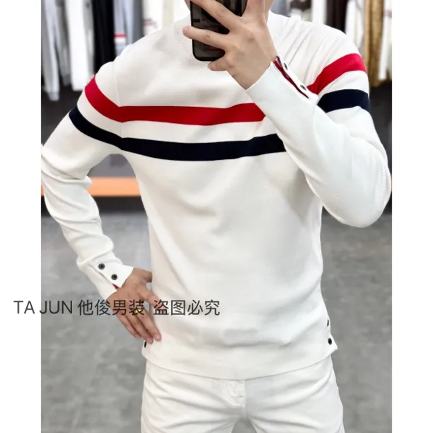 *他俊*新款休闲时尚撞色时尚百搭针织毛衣  78571