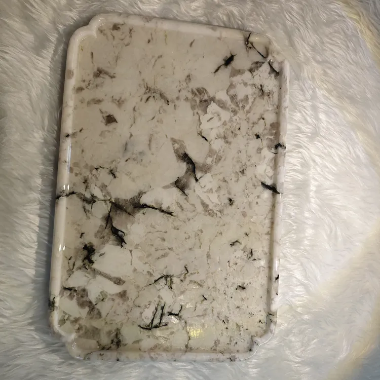 天然奢石方形干泡茶盘茶具简约创意耐高温家用茶道装饰盘