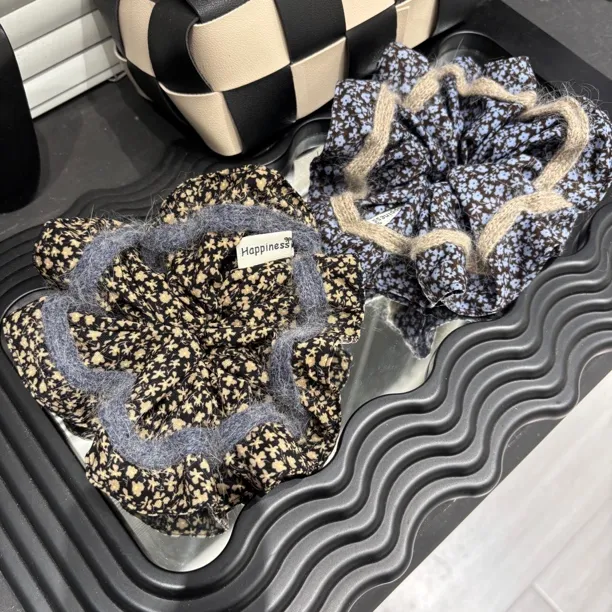 E5108 韩国高级印花大肠发圈女2025新款气质马尾皮筋弹力耐用头绳