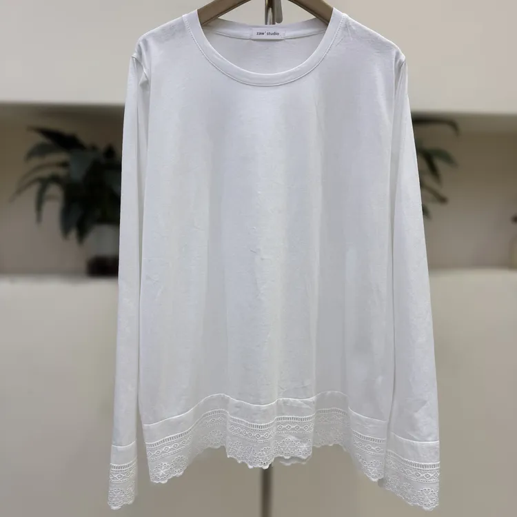 zaw大码女装接长袖T恤洋气减龄宽松内搭打底衫+胖mm毛衣马甲25555