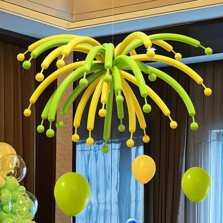 酒店包间生日派对布置场景装饰彩色多巴胺烟花长条气球加厚男女孩