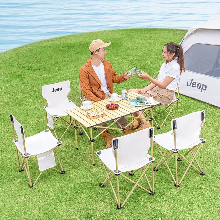 JEEP户外折叠桌椅套装便携舒适露营自驾游野餐装备全套一体桌子椅