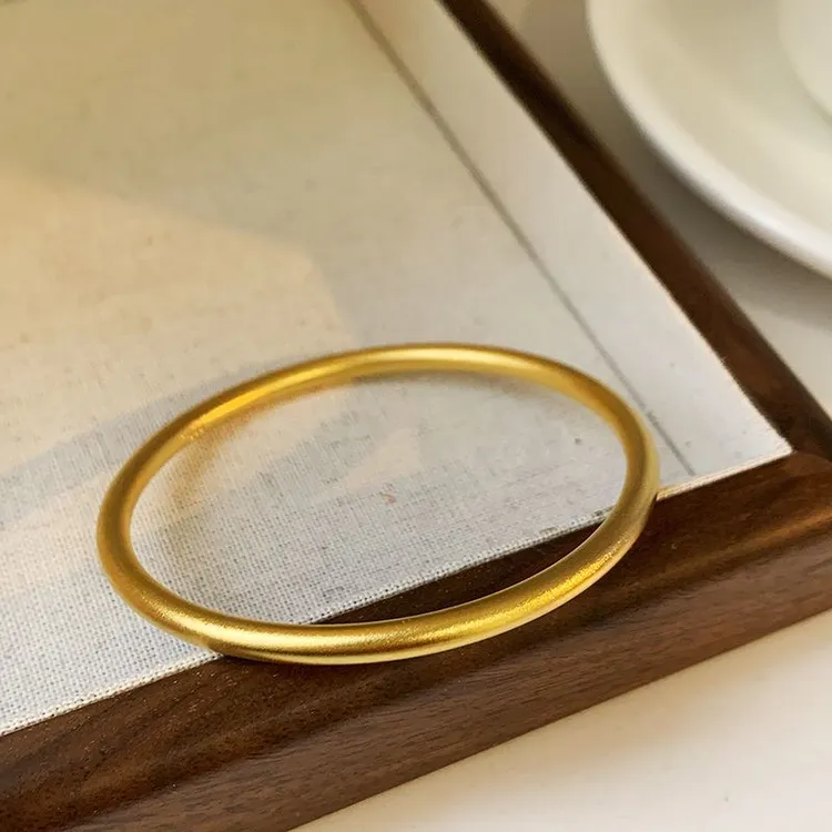 铜合金手镯 铜合金4mm古法素圈手镯百搭时尚不掉色轻奢饰品