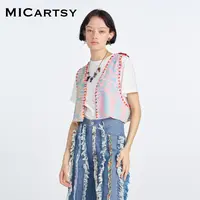MICartsy王紫珊2025秋冬新款花色手工包边针织马甲