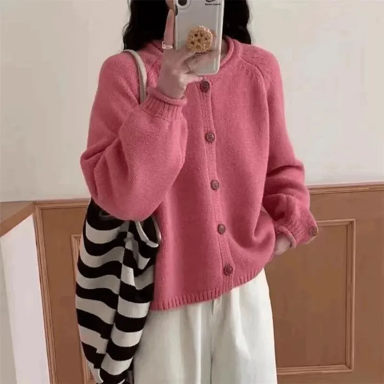 【法夏尔严选】3492气质百搭毛衣女新款外搭小个子上衣针织纯色