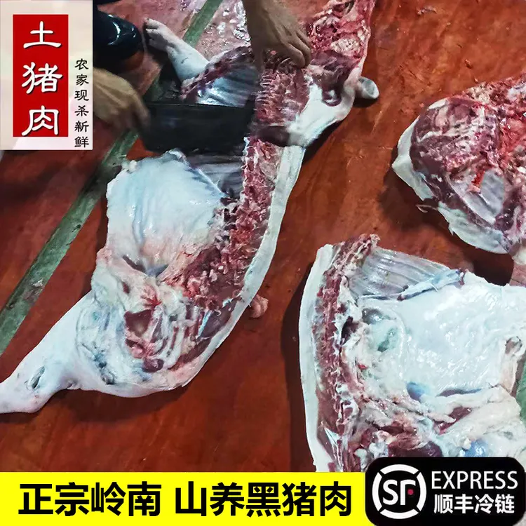 【顺丰包邮】原生态新鲜黑毛猪现杀山林散养农家土猪排骨猪尾巴
