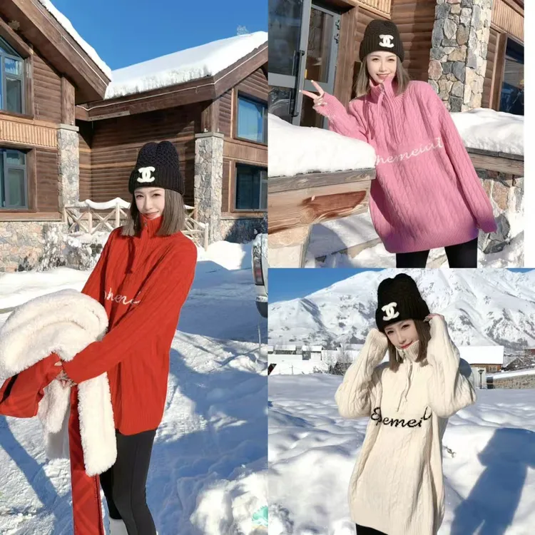 熙薇『恋爱告急』2025冬季新款设计师款式长款立领毛衣H6869