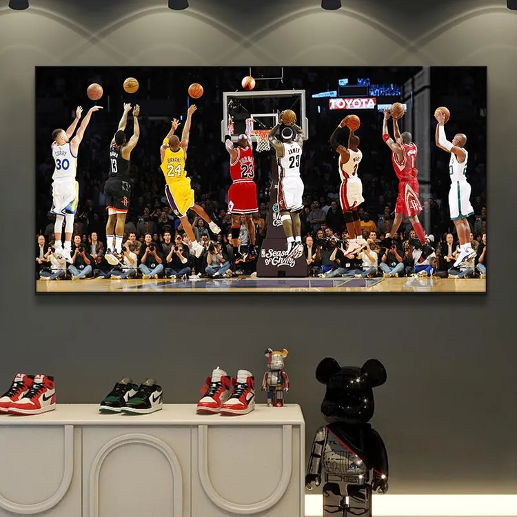 科比詹姆斯背景墙海报墙面篮球NBA装饰装饰画明星挂画体育彩票店