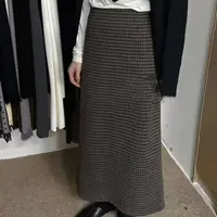 K2415 复古做旧时尚包臀裙格子半裙半身裙 X792