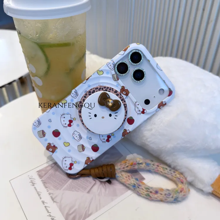 波点可爱卡通磁吸支架立波壳适用苹果17promax系列新款iPhone15