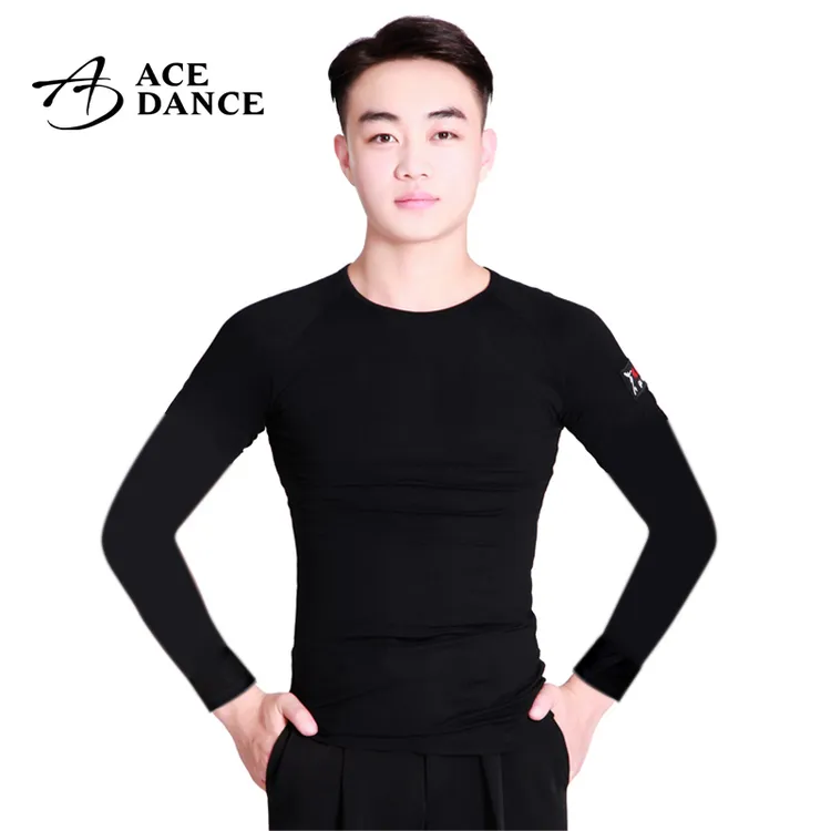 瑰意拉丁舞上衣长袖摩登舞上衣圆领心领国标舞交谊舞表演练功服