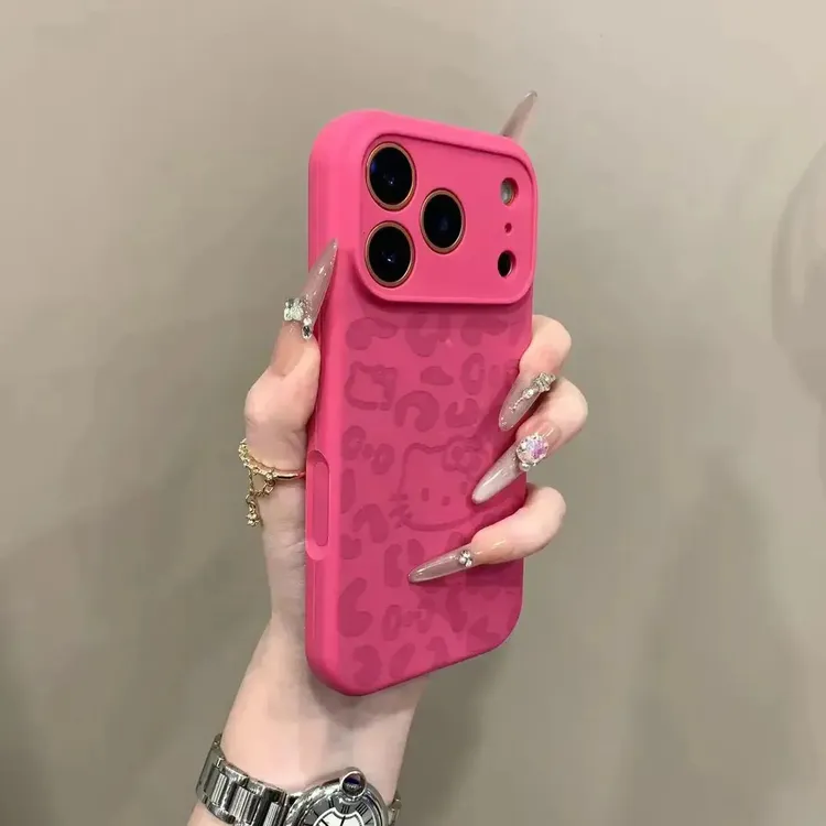 豹纹kitty猫液态硅胶适用苹果17promax手机壳iPhone16pro全包女15