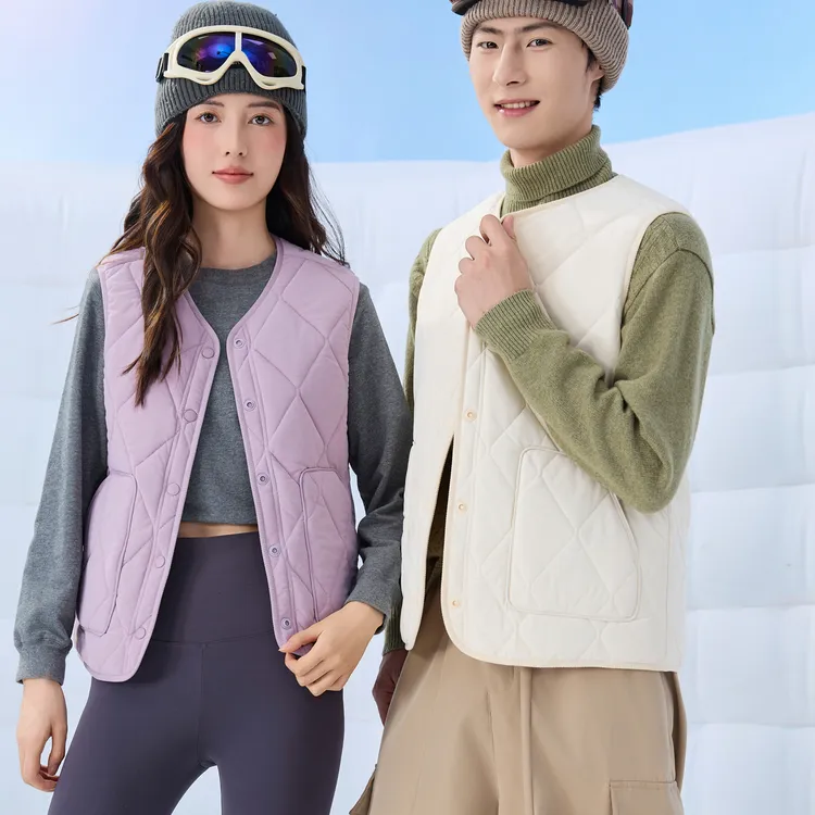 气绒羊毛马甲V领无袖加厚保暖上衣冬季保暖防风纽扣通勤外穿内搭