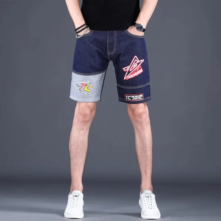 NDSL轻奢高端潮牌牛仔短裤男款新款夏季薄款弹力美式男士五分裤子