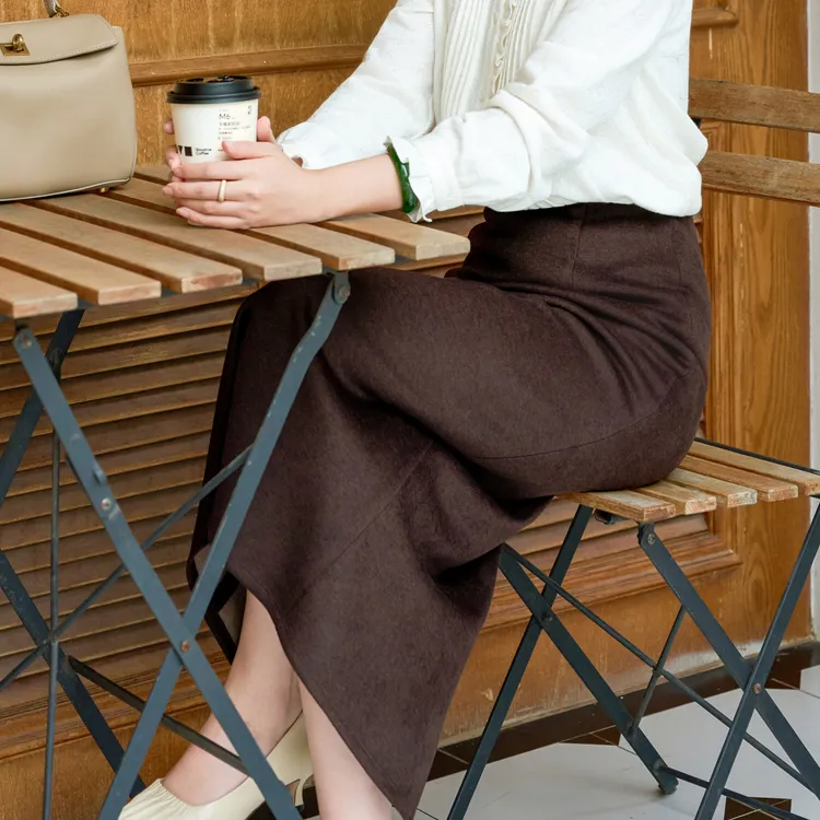 西子/【冬季恋歌】醋酸羊毛桑蚕丝松紧高腰A字半裙/BQTJ0680