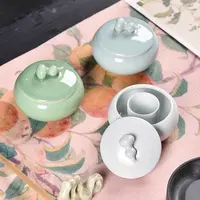 【闲鹤斋·福禄火锅砚】龙泉青瓷火锅砚笔洗两件套