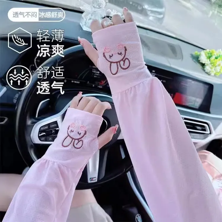 冰丝防晒袖套女夏季宽松袖子大码冰袖防紫外线开车护手臂手套袖TJ