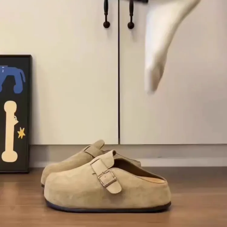 爆款内增高包头拖鞋女外穿2025新款秋季配裙子复古勃肯博肯半拖鞋