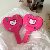 卡通高颜值爱心镜随身便携手持镜子女小巧化妆镜学生外出猫咪玫红