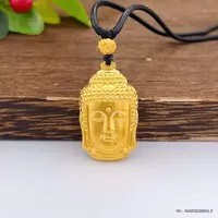 足金古法天官赐福平安福莲花佛头吊坠