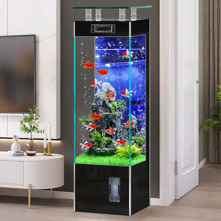 超白玻璃鱼缸客厅小型家用立式落地生态金鱼缸2025新款智能水族箱