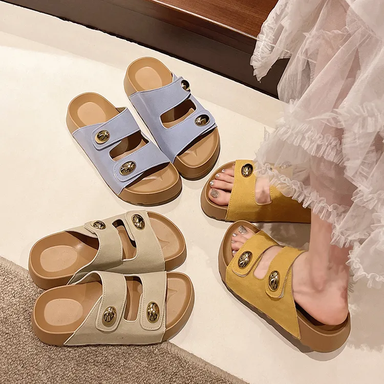日常耐磨勃肯凉鞋夏季一字拖沙滩鞋ins时尚网红厚底休闲