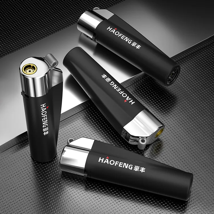 男士黑色潮流防风直冲蓝焰创意金属材质可充气批发定制订做印字