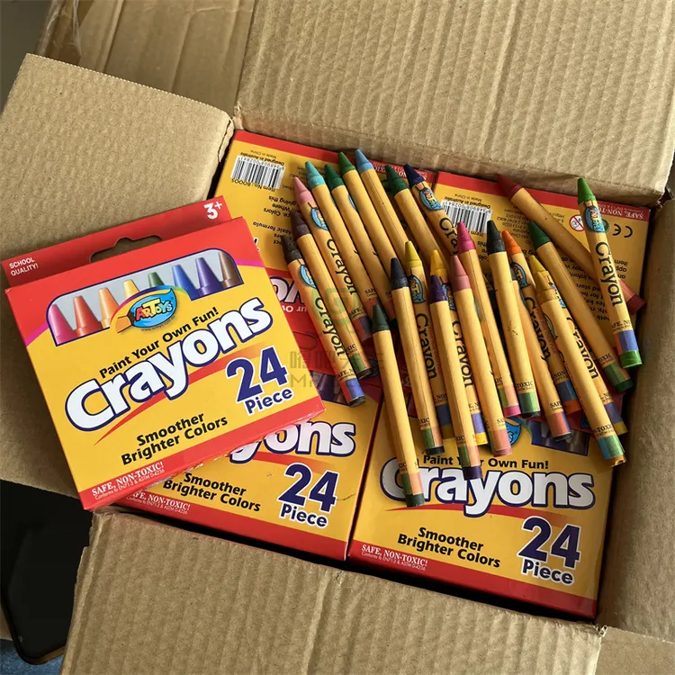 24色 小蜡笔盒装儿童填色涂鸦绘画蜡笔
