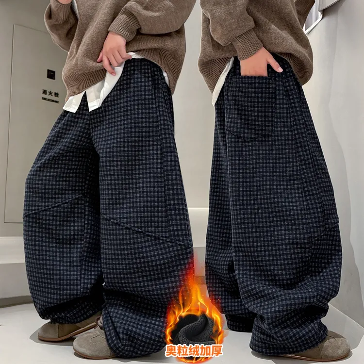 男童裤子秋冬款加绒儿童休闲裤加绒加厚2025时尚新款男孩冬季长裤