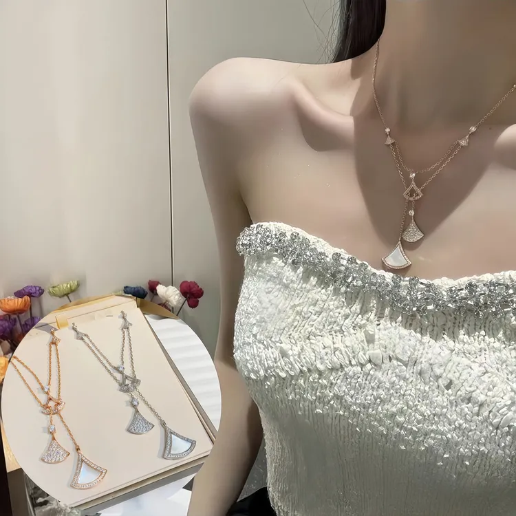 吊坠925银琉璃 双层五裙子项链女轻奢高级感新款纯银扇形百搭女