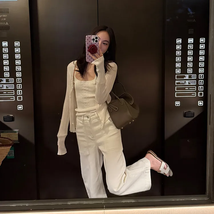 靠谱。【薄暮纱影】新款90天丝吊带+开衫2件套KP250011