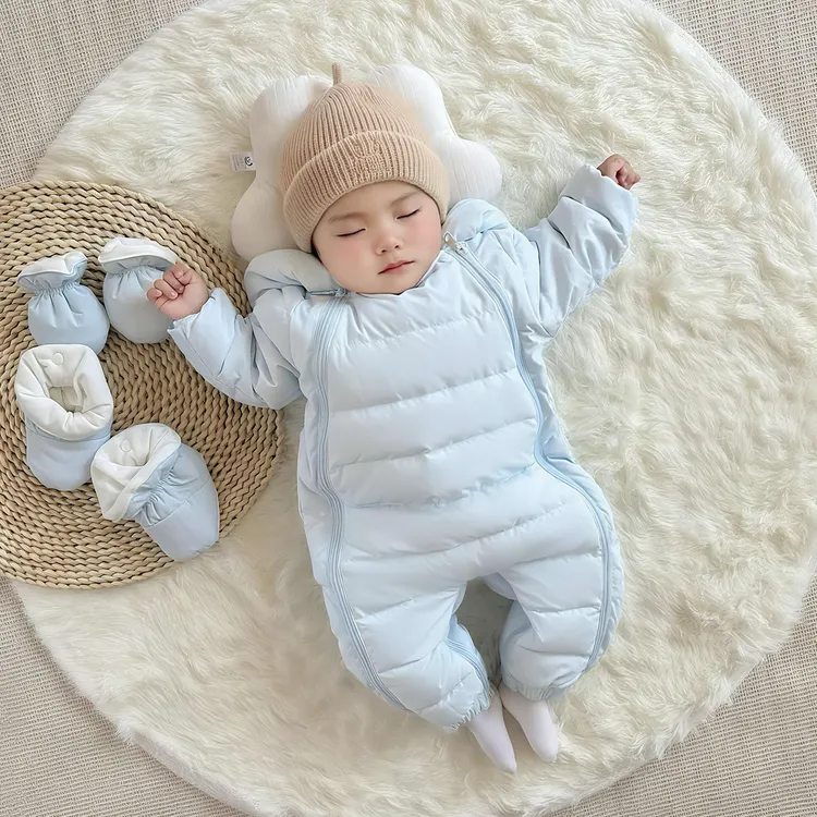 2025新款婴儿羽绒服冬季宝宝连体衣婴幼儿保暖抱衣爬服冬装外套