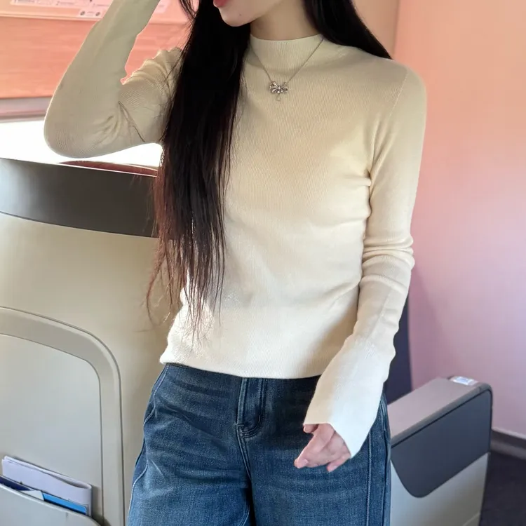 宿慕SUMU 纯色百搭简约套头针织衫10-24冬季新款打底毛衣5607