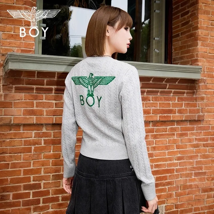 【斯莱学院】BOYLONDON新款女款圆领针织大老鹰潮流时尚毛衫W64908
