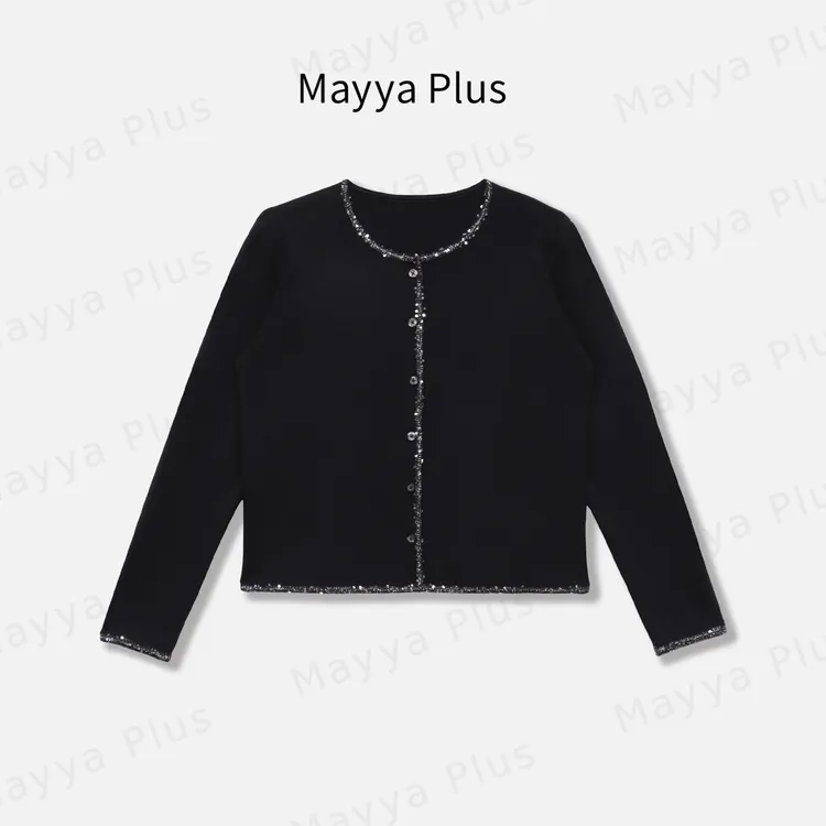 【巴黎恋曲】Mayya Plus麦芽定制气质显瘦流光风针织开衫女32537287