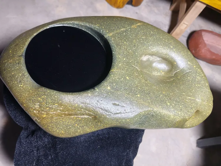 长江奇石，聚财天坑石，原石煮茶炉，带一千二百瓦电陶炉。