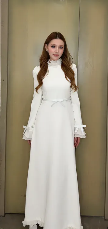 秋冬绒长款过膝大摆连衣裙修身显瘦气质长裙新款白色