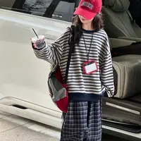 【Maila童装】女童慵懒风条纹卫衣洋气男女童春秋休闲t恤格子裤套装