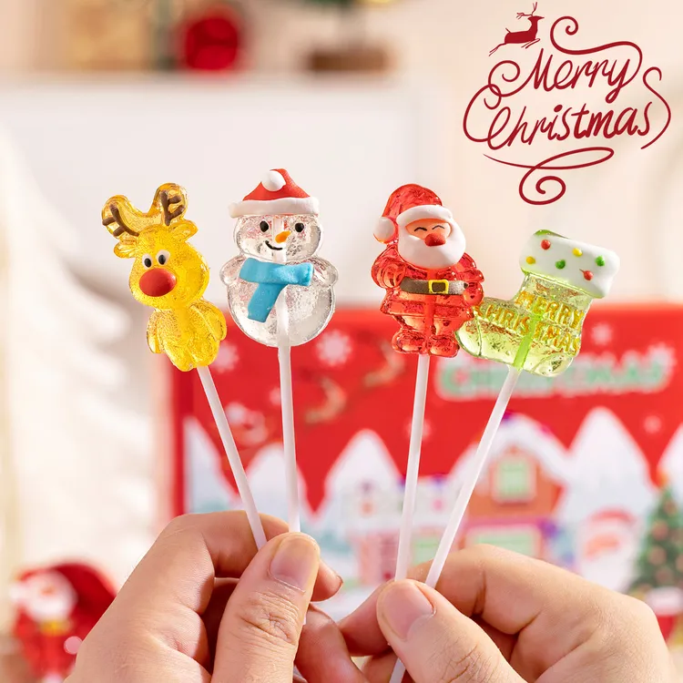 圣诞节糖果圣诞老人雪人水晶棒棒糖高颜值零食节日派对儿童礼物