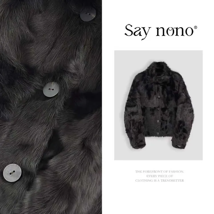 懒猫nono│Saynono 时髦气质轻盈舒适小湖羊皮毛一体外套C09032T