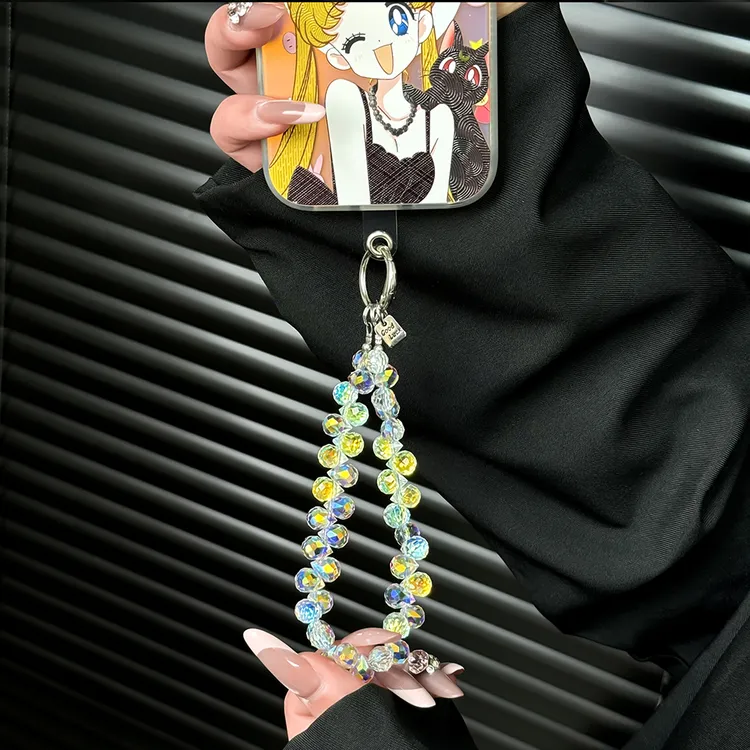 手机挂链精美闪钻花朵手机链钥匙扣包挂女生礼物水滴闪钻手链