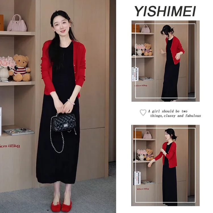 春夏时尚穿搭2025年新款韩版时尚百搭开衫上衣无袖连衣裙两件套装